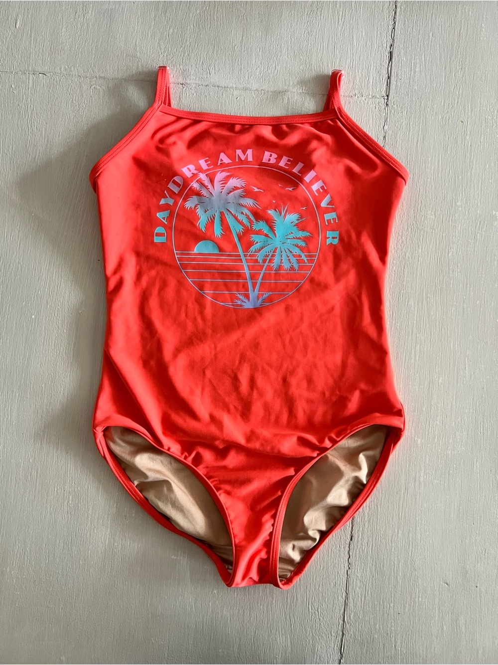 Old Navy Girls XL Dream Believer Tropical Palm Tree One-Piece Swimsuit